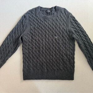 Express Charcoal Cable Knit Crewneck Sweater